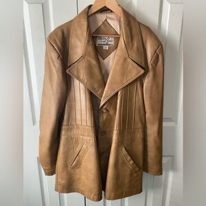 VINTAGE 70’s Cabretta Leather by GRAIS Tan Leather Blazer Jacket SZ 50R